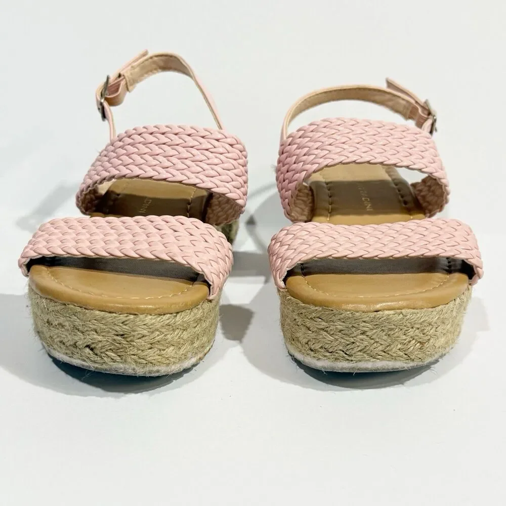 Adrienne Vittadin Girls Pink Braided Wedge Sandals Size 12 Little Kid Espadrille